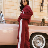 Fancy Fleece Heartline Wide Leg Sweatpants – Black Cherry