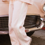 Fancy Fleece Heartline Wide Leg Sweatpants – Pearl Pink