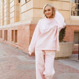 Fancy Fleece Heartline Wide Leg Sweatpants – Pearl Pink
