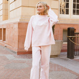 Fancy Fleece Heartline Wide Leg Sweatpants – Pearl Pink