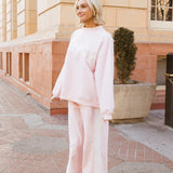 Fancy Oversized Fleece Heart Letters Mockneck - Pearl Pink