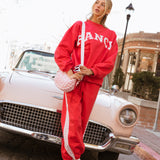 Fancy Fleece Heartline Cuffed Leg Sweatpants –  Ruby Red