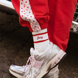 Fancy Flow Stripe Socks - Ruby Red