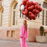 Fancy Fleece Heartline Cuffed Leg Sweatpants – Fuchsia Pink