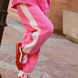 Fancy Fleece Heartline Cuffed Leg Sweatpants – Fuchsia Pink