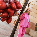 Fancy Fleece Heartline Cuffed Leg Sweatpants – Fuchsia Pink