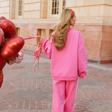 Fancy Fleece Heartline Cuffed Leg Sweatpants – Fuchsia Pink