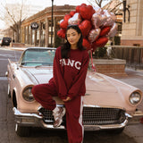 Fancy Fleece Heartline Cuffed Leg Sweatpants – Black Cherry