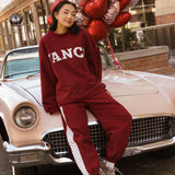 Fancy Fleece Heartline Cuffed Leg Sweatpants – Black Cherry