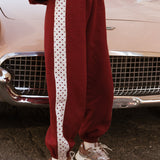 Fancy Fleece Heartline Cuffed Leg Sweatpants – Black Cherry