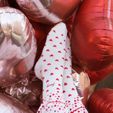 Fancy Heart Ruffle Socks - Ruby Red