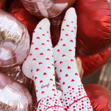 Fancy Heart Ruffle Socks - Ruby Red
