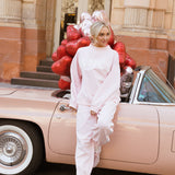 Fancy Fleece Heartline Cuffed Leg Sweatpants –  Pearl Pink