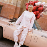 Fancy Fleece Heartline Cuffed Leg Sweatpants –  Pearl Pink