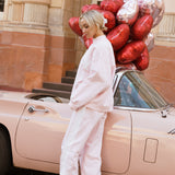 Fancy Fleece Heartline Cuffed Leg Sweatpants –  Pearl Pink