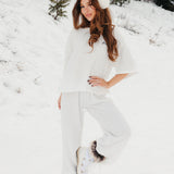 Fancy Waffle Knit Pants - Snow White