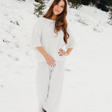 Fancy Waffle Knit Pants - Snow White