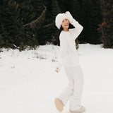 Fancy Waffle Knit Pants - Snow White