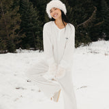 Fancy Buttoned Waffle Long Sleeve - Snow White