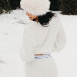 Fancy Buttoned Waffle Long Sleeve - Snow White