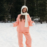 Fancy Fleece Cuffed Leg Sweatpants - Frosted Peach