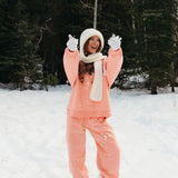 Fancy Fleece Cuffed Leg Sweatpants - Frosted Peach