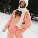 Fancy Oversized Fleece Mockneck - Frosted Peach