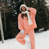 Fancy Fleece Cuffed Leg Sweatpants - Frosted Peach