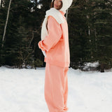 Fancy Fleece Cuffed Leg Sweatpants - Frosted Peach