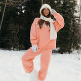 Fancy Fleece Cuffed Leg Sweatpants - Frosted Peach