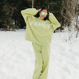 Fancy Oversized Fleece Mockneck - Alpine Lime