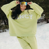 Fancy Oversized Fleece Mockneck - Alpine Lime