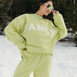 Fancy Oversized Fleece Mockneck - Alpine Lime