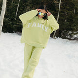 Fancy Oversized Fleece Mockneck - Alpine Lime