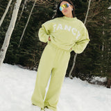 Fancy Fleece Wide Leg Sweatpants - Alpine Lime