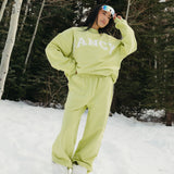 Fancy Fleece Wide Leg Sweatpants - Alpine Lime