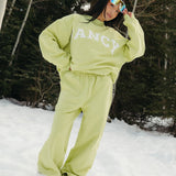 Fancy Oversized Fleece Mockneck - Alpine Lime