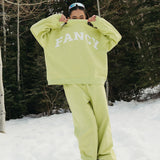 Fancy Fleece Wide Leg Sweatpants - Alpine Lime