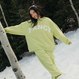 Fancy Oversized Fleece Mockneck - Alpine Lime