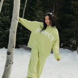 Fancy Oversized Fleece Mockneck - Alpine Lime