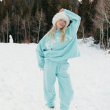 Fancy Fleece Cuffed Leg Sweatpants - Glacier Sky