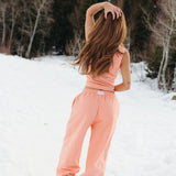 Fancy Fleece Wide Leg Sweatpants - Frosted Peach