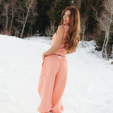 Fancy Fleece Wide Leg Sweatpants - Frosted Peach