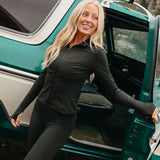 Fancy Fit Flow Front Zip Jacket -  Evergreen