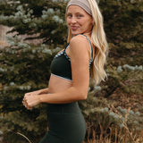 Fancy FitFlow Double Layered Striped Athletic Bra -  Evergreen