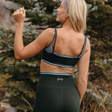 Fancy FitFlow Double Layered Striped Athletic Bra -  Evergreen