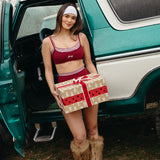 Fancy FitFlow Double Layered Striped Athletic Bra -  Rich Burgundy