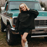 Fancy Oversized Fleece Embroidered Rolled Neck - Evergreen