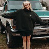 Fancy Oversized Fleece Embroidered Rolled Neck - Evergreen