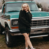 Fancy Oversized Fleece Embroidered Rolled Neck - Evergreen